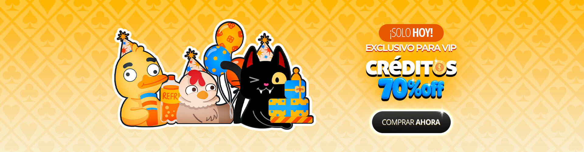 ? �Solo para vip! Consigue un 70% de descuento en cr�ditos y celebra jugando m�s.